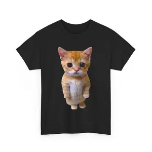 Casual Cotton Knit Round Neck Short-Sleeve El Gato Sad Crying Munchkin Kitty Meme Trendy Sports Top