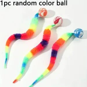 Interactive Cat Toy - Geometric Polyester Twisted Worm with Connecting Balls No Charging Required Pet Toy Stick Colorful Striped Design Durable Material treat pouch dog seatbelt quirky gift weatherproof case notangled sympathy breathable mesh cat harness