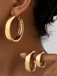 Elegant Ring Earrings Set, 3 Pairs Simple Style Metal Jewelry, Fashion Gift for Women, Stylish Accessories, Fashionable Hoop Earrings