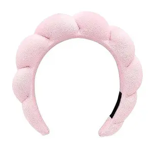 Spa Sponge Headband for Washing Face, Skincare Headbands for Makeup Removal, Shower, Hair Accessories, Terry Cloth Headbands for Women(Pink)