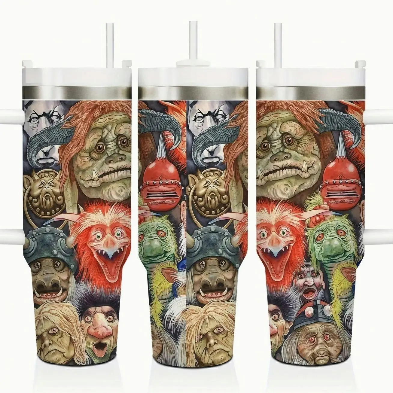 Labyrinth Movie Inspired 40oz Insulated Travel Tumbler Stainless Steel Mug with Handle and Straw Leak Proof Vacuum Thermal Cup Keeps Drinks Hot 12H Cold 24H Fan Gift