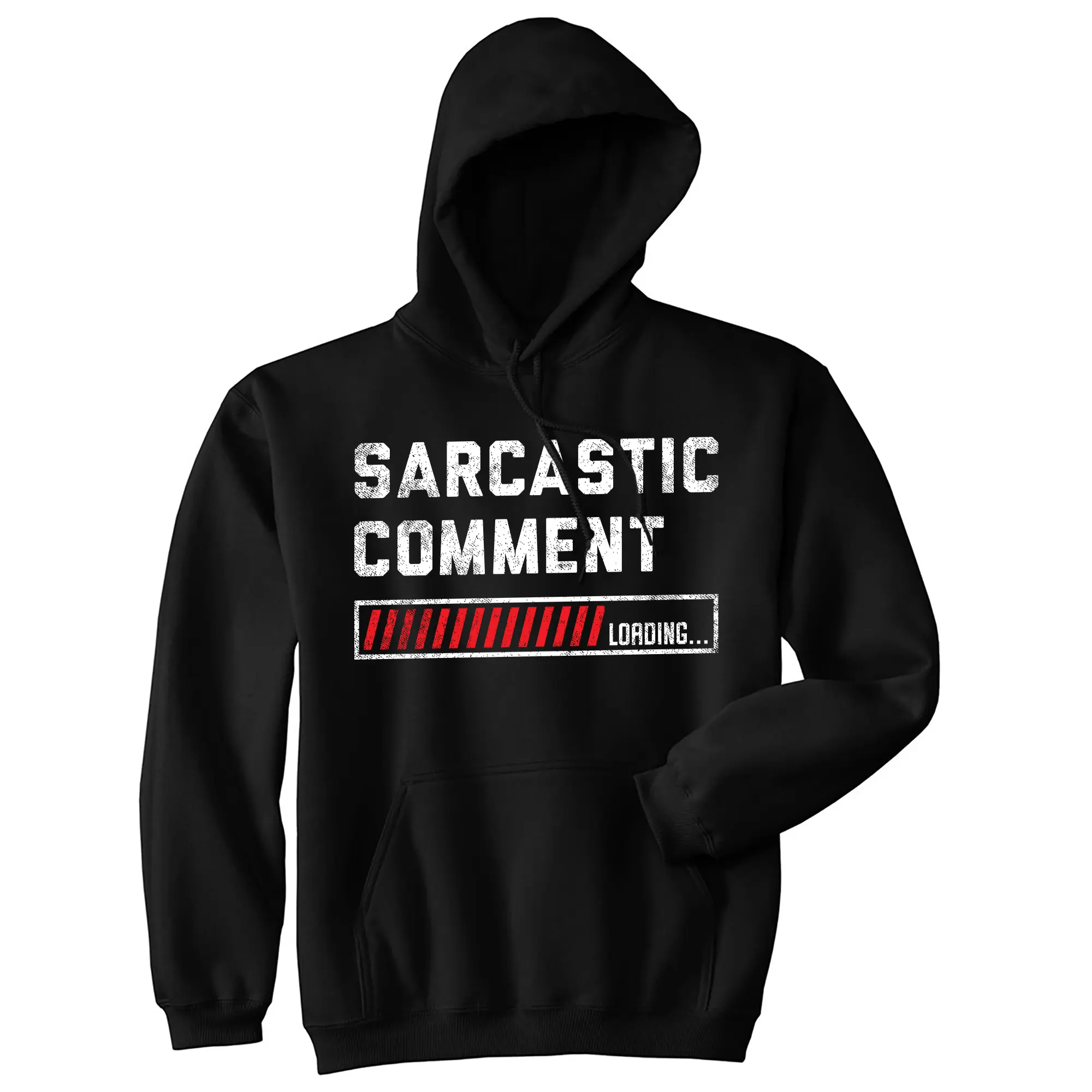 Sarcastic Comment Loading Unisex Hoodie Funny Sarcasm Joke Graphic Hooded Sweatshirt Unisex Vintage Fashion Hoodies Funny Sarcastic Pullover Novelty Sweatshirt Black -