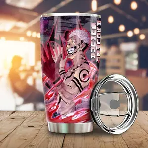 [New Anime Drinkware - Sale Up To 35%] Ryomen Sukuna Tumbler Cup, Jujutsu Kaisen Anime Galaxy Manga Style, Curse King Travel Mug, Dark Anime Aesthetic Drinkware For Fans