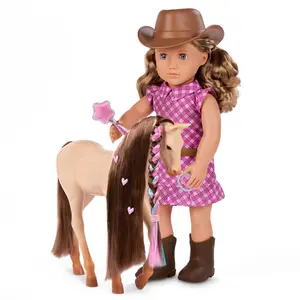 Our Generation Callie with Hair Play Foal 18" Doll & Horse Accessory Set: Plastic & Polyester, Wavy Blonde Hair, Blue Eyes