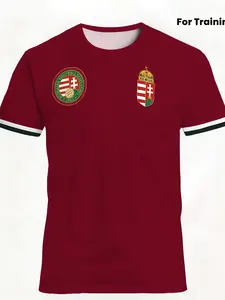 Hungarian National Team Training Football Jersey, Wine Trim Breathable Quick-Dry Fan Version Shirt