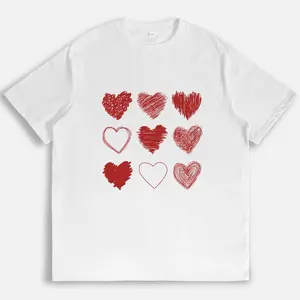 Hand Drawn Heart Graphic Tee Cute Love Themed T Shirt Casual Daily Wear Gift For Trendy Graphic Tee For Women Romantic Valentine Shirt