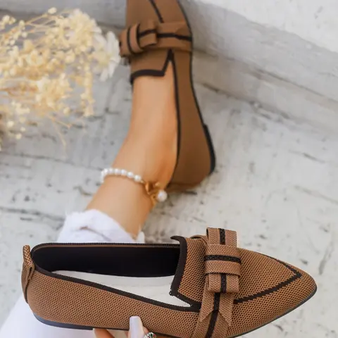 Women's Netted Ballet Flats, Casual Flat Shoes, Round Toe Mary Jane Shoes with Adjustable Strap, Comfortable Knit Slip-On Sneakers, Daily Wear Footwear