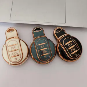Car Key Case, Soft TPU Key Fob Cover, Durable Protective Cases for Remote Key for BMW Mini Cooper 2015-2018, Car Key Protector