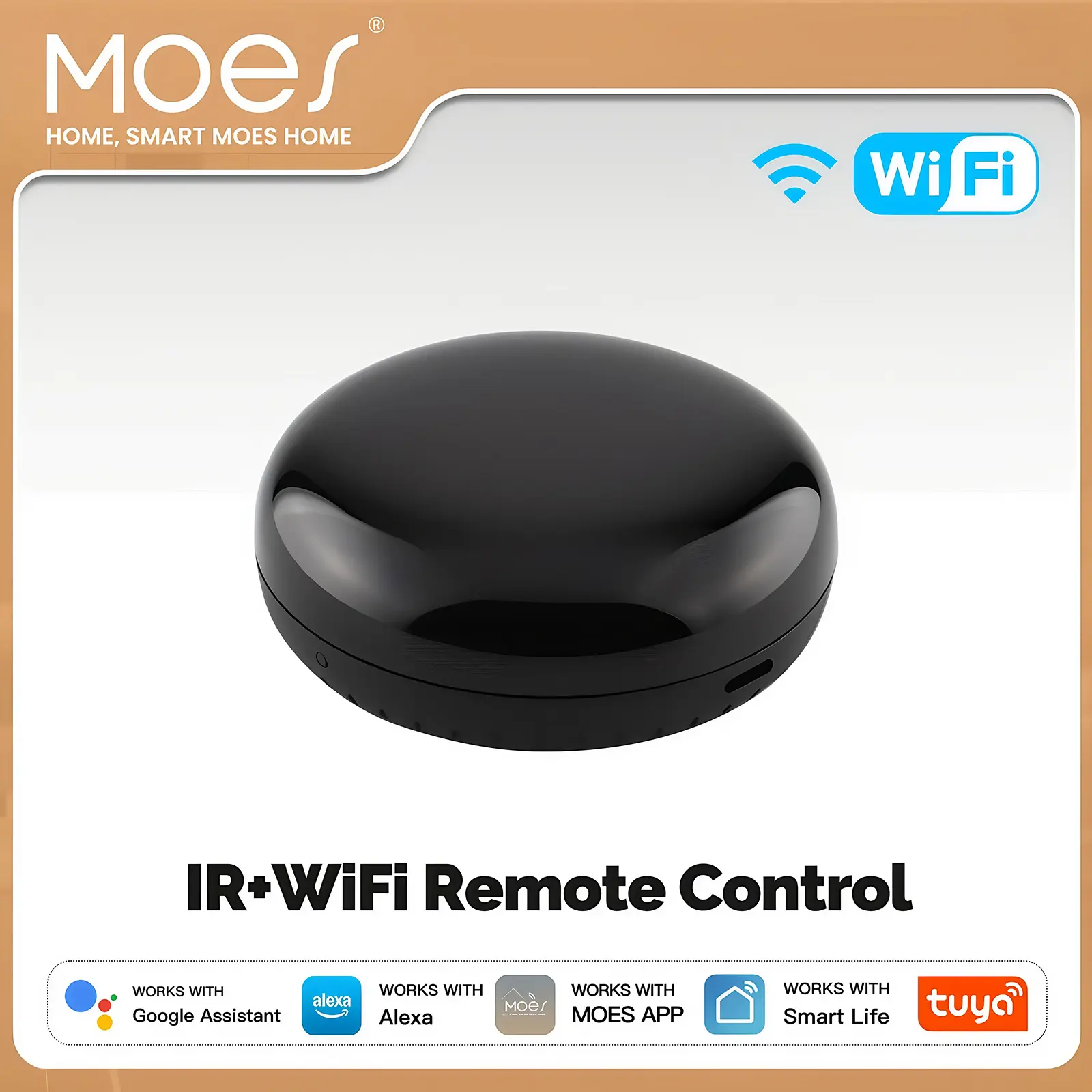 MOES IR + WIFI Remote Control for TV, AC, Fans, Set-Top Box and More, Copy-Button Learning, Voice Control - Works with Alexa & Google Home, 360° Multi-Direction IR, 8-Meter Radius Coverage Area.