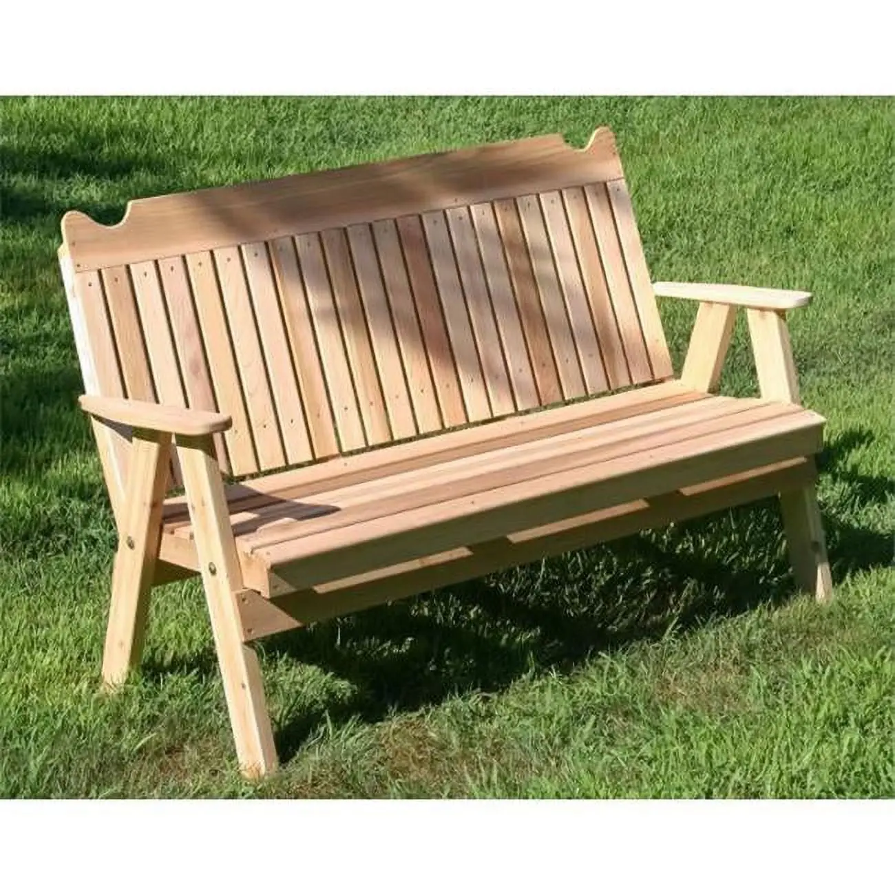 Handcrafted 6 ft. Western Red Cedar English Garden Bench - Straight Back Design, Rounded Edges, Western Cedar
