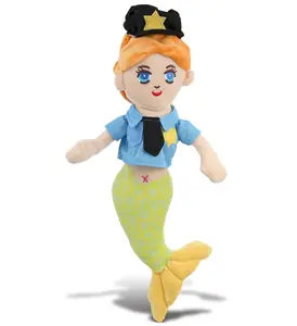 DOLLIBU Green Mermaid Cop Plush Figure - Super-Soft Polyester Stuffed Law Enforcement Toy, Pretend Play Toys for Kids