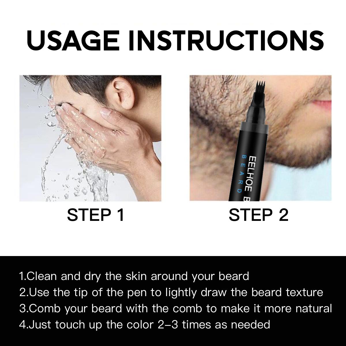 EELHOE Beard Filling Pen Set Waterproof & Sweat-Proof Non-Fading Formula for Makeup Lash Extensions Black Color