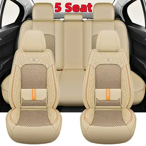 Luxury Waterproof Car Seat Cover - Premium PU Leather, Water-Resistant, Scratch-Resistant, Stain-Resistant, Easy to Clean, Breathable, Silky, Five-Seat, Front and Rear, Full Coverage, Comfortable, Waist-Stabilizing Seat Cover for the Entire Vehicle