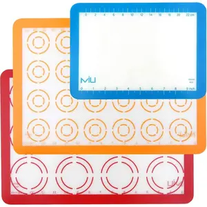 Macaroon  Baking Mat, Non-Stick Cookie Baking Mat, 2 Half Sheets and 1 Quarter Sheet,  Baking Pad Cookie Kit for Macarons, Cake, Bread and Pastry
