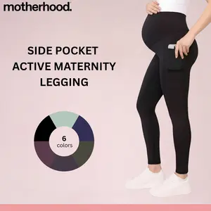Women's Over the Belly Side Pocket Active Maternity Leggings - Motherhood Maternity