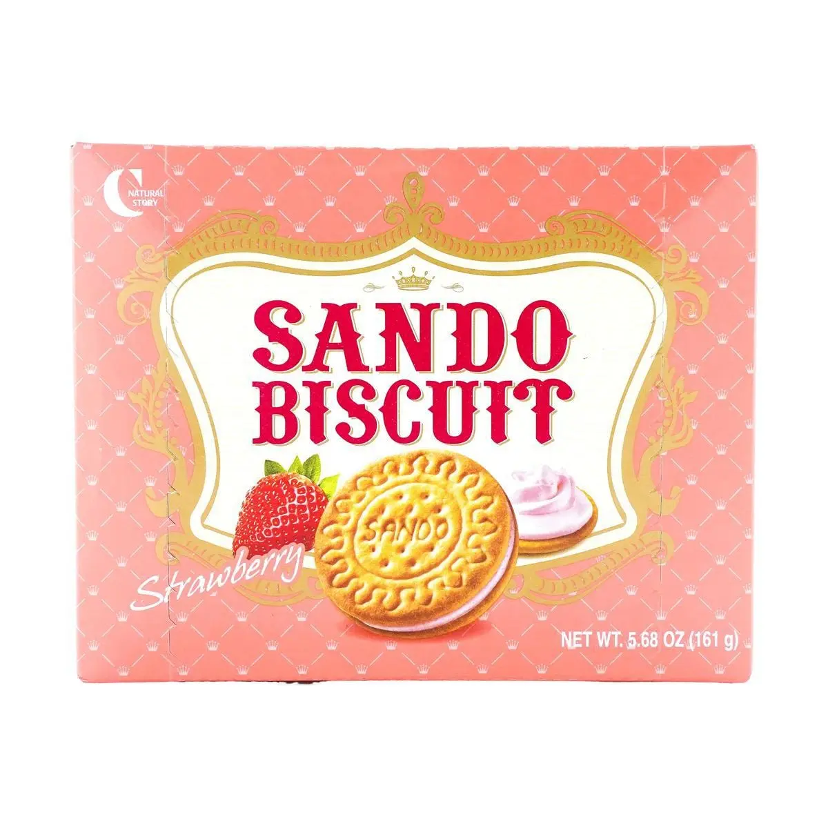 CROWN Strawberry Cream Cookies - 2 Packs of 161g | Korean Snack Treats