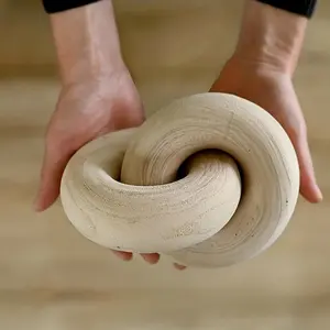 A Rustic Wooden Knot Sculpture, a 7-Inch Farmhouse Decor Piece Suitable for Coffee Tables, Ornaments, Bookshelves, And Living Rooms - Stylish Home Decoration in Black/White/Beige/Brown, Bookshelf Decor |   Chic Aesthetics |   Handcrafted Wood