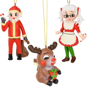 Tree Buddees Anime Christmas Ornament Collection Cartoon Character - 3 Pack
