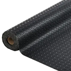 7.8 x 18 ft Garage Floor Mat, 2.8 mm Thickened Flooring Roll Diamond Plate PVC Rubber Trailer Mat, Non-Slip Floor Protector Mat for Garage, Warehouse, Gyms, Trailer, SUV