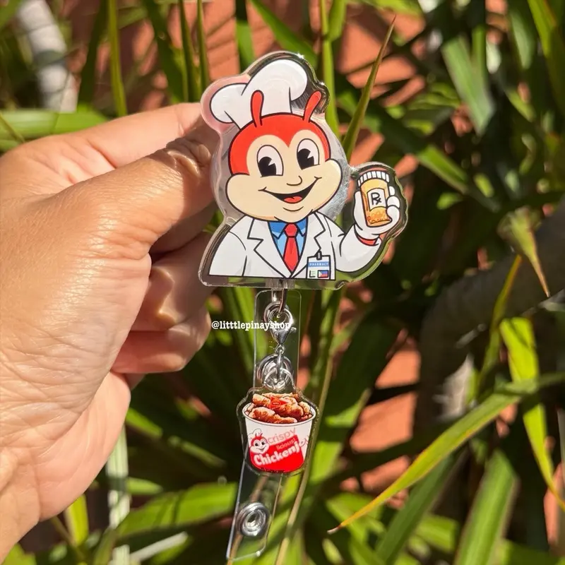 Jolli-Pharmacist w Bucket Charm Retractable ID Badge Reel ( Alligator Clip ) Acrylic Keychain, Bag Charm