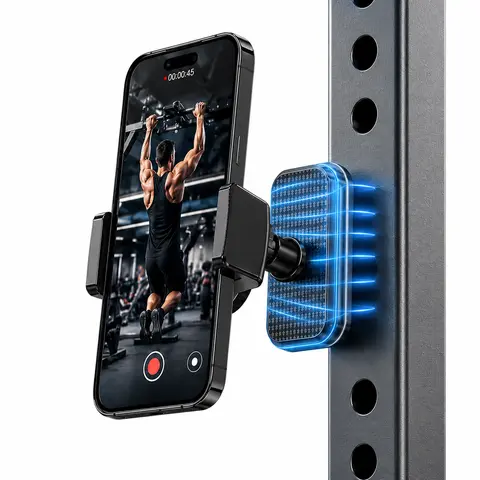 Metal Magnetic Phone Holder & Mount for Gym Users, 360° Rotating Adjustable Arm, Strong Surface Mount for 4-7 Inch Smartphones, Gym Equipment & Refrigerator, Metal Magnetic Phone Holders & Mounts