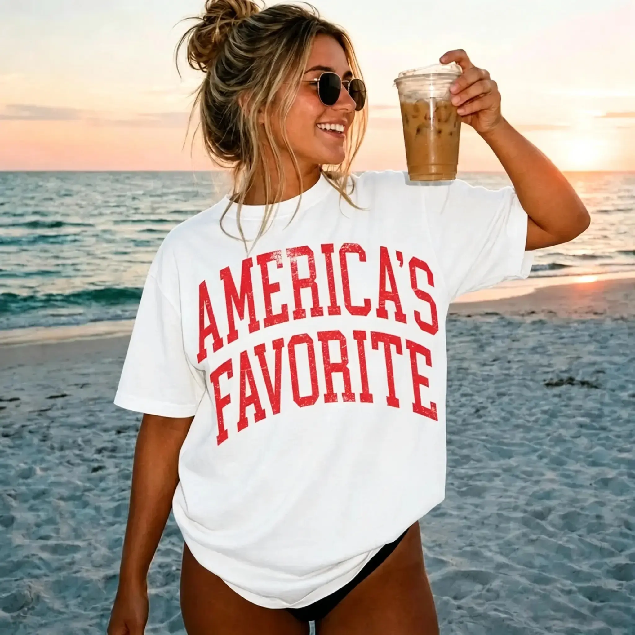 Women's Preppy Vibe Patriotic Crew Neck Cotton-Polyester Fabric T-Shirt with Retro USA Lettering Print, Cool All Day Casual Top for Jeans, 4th of July Celebrations