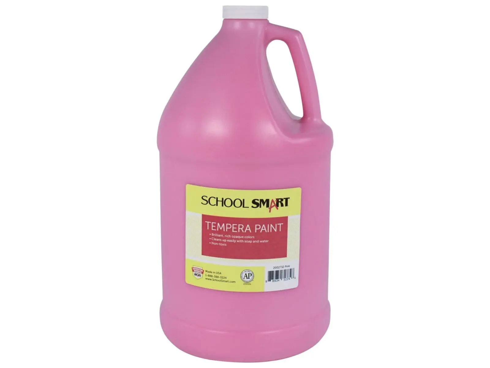 School Smart 2002732 1 gal Pink Tempera Paint - Plastic Bottle, School & Educational Office Stationery, AP Non-Toxic, Smooth-Flowing, Therapeutic Painting for Creative Journey (All Ages Arts & Crafts Supply), Arts And Crafts