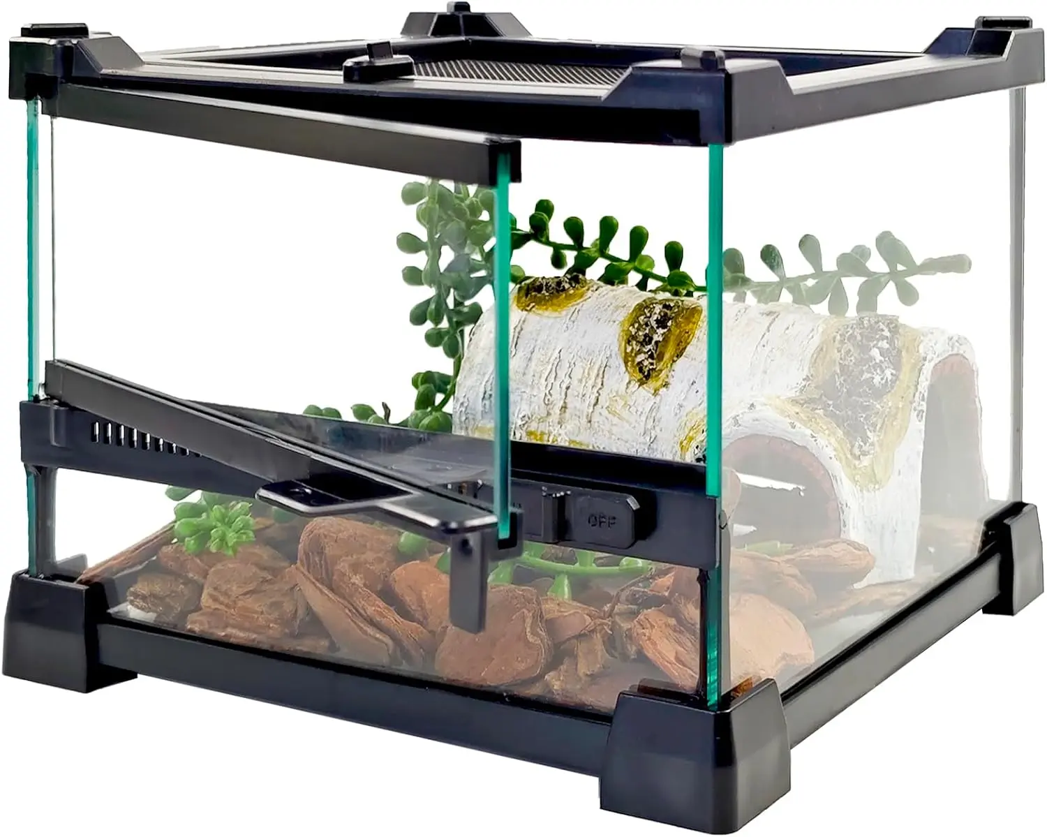Reptile Glass Terrarium Tank "x"x.", Front & Top Opening Door Full View Visually Appealing Mini Reptiles or Amphibians Habitat, Stackable Enclousure for Small Reptiles