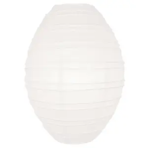 White Kawaii Unique Oval Egg Shaped Paper Lantern, 10-inch x 14-inch