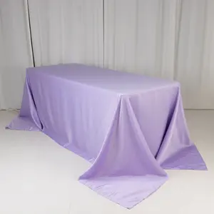 Lamour Satin Rectangle Tablecloth 90"x132" Lavender Lilac - Seamless Table Cover