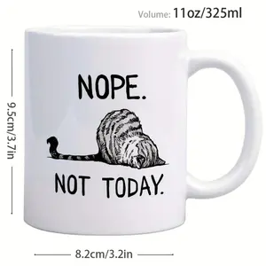 Humorous White Ceramic Coffee Mug Featuring Minimalist Cat Design and Bold Text Ideal for Cat Enthusiasts Home or Office Decor