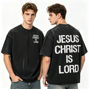 Summer "Jesus Christ is Lord" Double-Sided Acid-Wash Short-Sleeve T-Shirt – A Gift for Christian Men, Women, and Young Believers