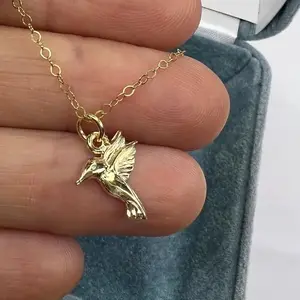 Hummingbird Necklace – 14k Gold Filled and Sterling Silver, Nature-Inspired Jewelry for Women