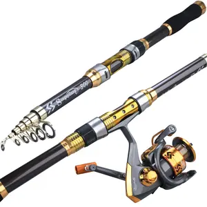 Sougayilang Fishing Combos 24Ton Carbon Fibre Portable Telescopic Fishing Pole Spinning Reels for Travel Saltwater Freshwater  Tackle Kit