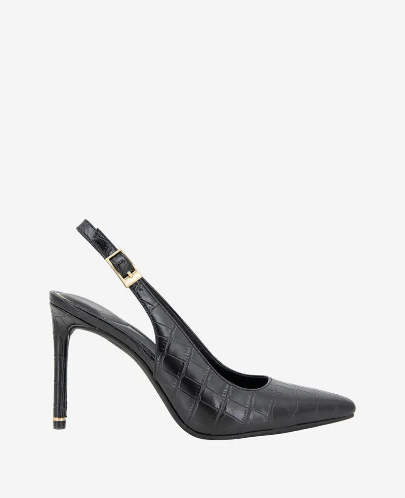 Quinnly Leather Croco Slingback Heel Quinnly Leather Croco Slingback Heel