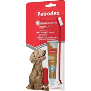 Dental Care Kit for Dogs and Puppies, Cleans Teeth Fights Bad Breath, Reduces Plaque and Tartar Formation, Enzymatic Tooth Brushing Kit, Peanut Flavor, 2.5oz Toothpaste + Toothbrush
