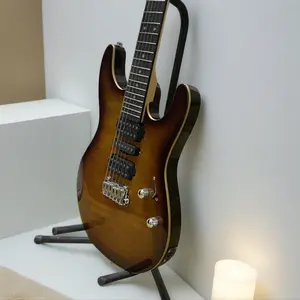 Gradient Brown 6 Strings Guitar Gloss Finish flame maple veneer Basswood Body