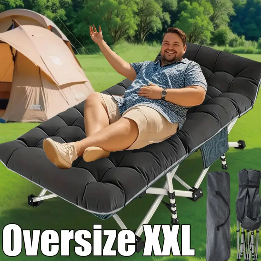 Folding bed outdoor, Folding CampingCots for Adults, Double Layer 1200D900lb Loading Cot for Sleeping,Heavy Duty Guest Bed with MattressCarrying Bag H