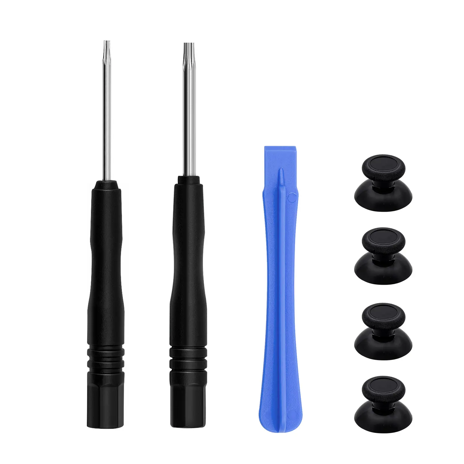 Mcbazel Hard Rubber Analog Joystick Repair Full Kit - 4 Joystick Thumbsticks, 1 T8 Screwdriver, 1 Prying Tool, Complete Console Accessory for Xbox Series S/X Controllers