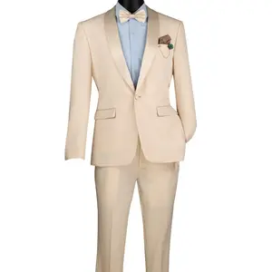 Bellatrix Collection: Champagne 2-Piece Luxurious Stretch Slim Fit Tuxedo with Shawl Lapel