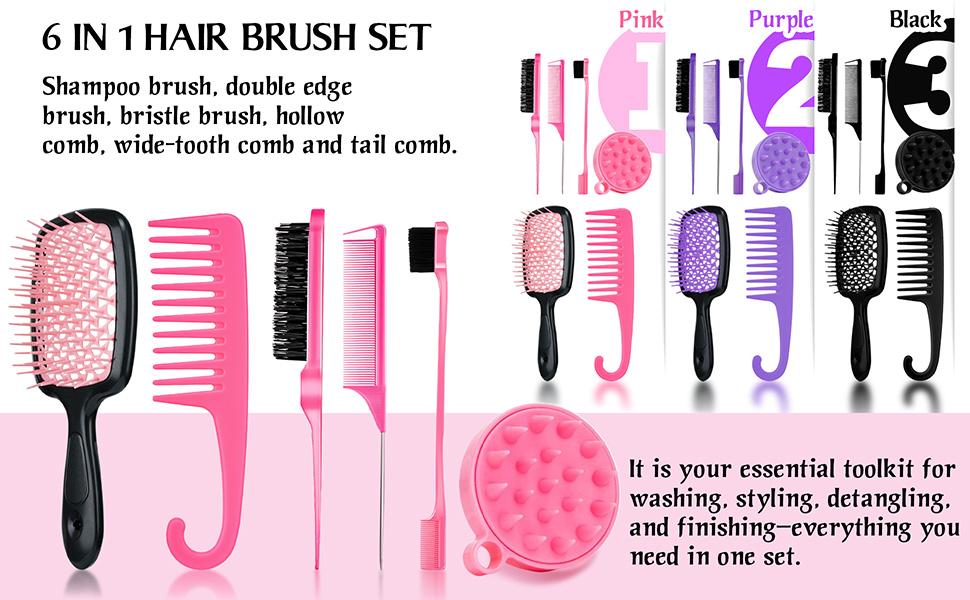Goiple 13-Piece Curly Hair Brush Set, Detangling Kit with Edge Brush, Scalp Massager & Spray Bottle,Daily Styling Essentials