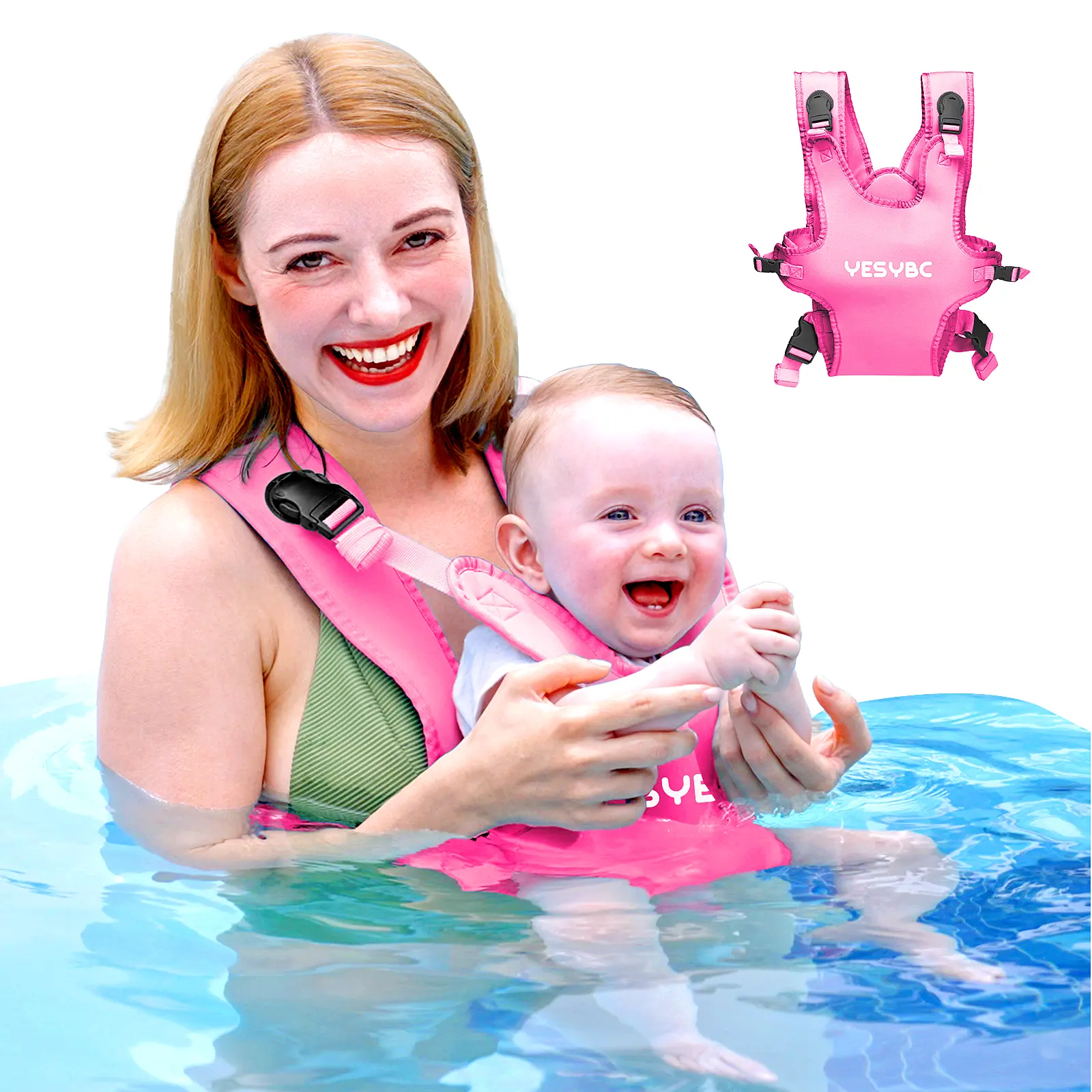 Baby Carrier, Adjustable Baby Sling Support Infant Chest Holder for 0-36M 13-33lbs Newborn Toddler Swimming Pool Beach Land Fathers Day Gift (Pink)