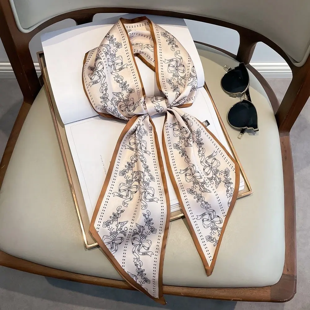 Elegant women’s scarf, headband for women, silk scarf, headscarf, headscarf hair accessory, neck scarf, silk long slim thin satin headscarf for women’s handbag, fashionable decoration