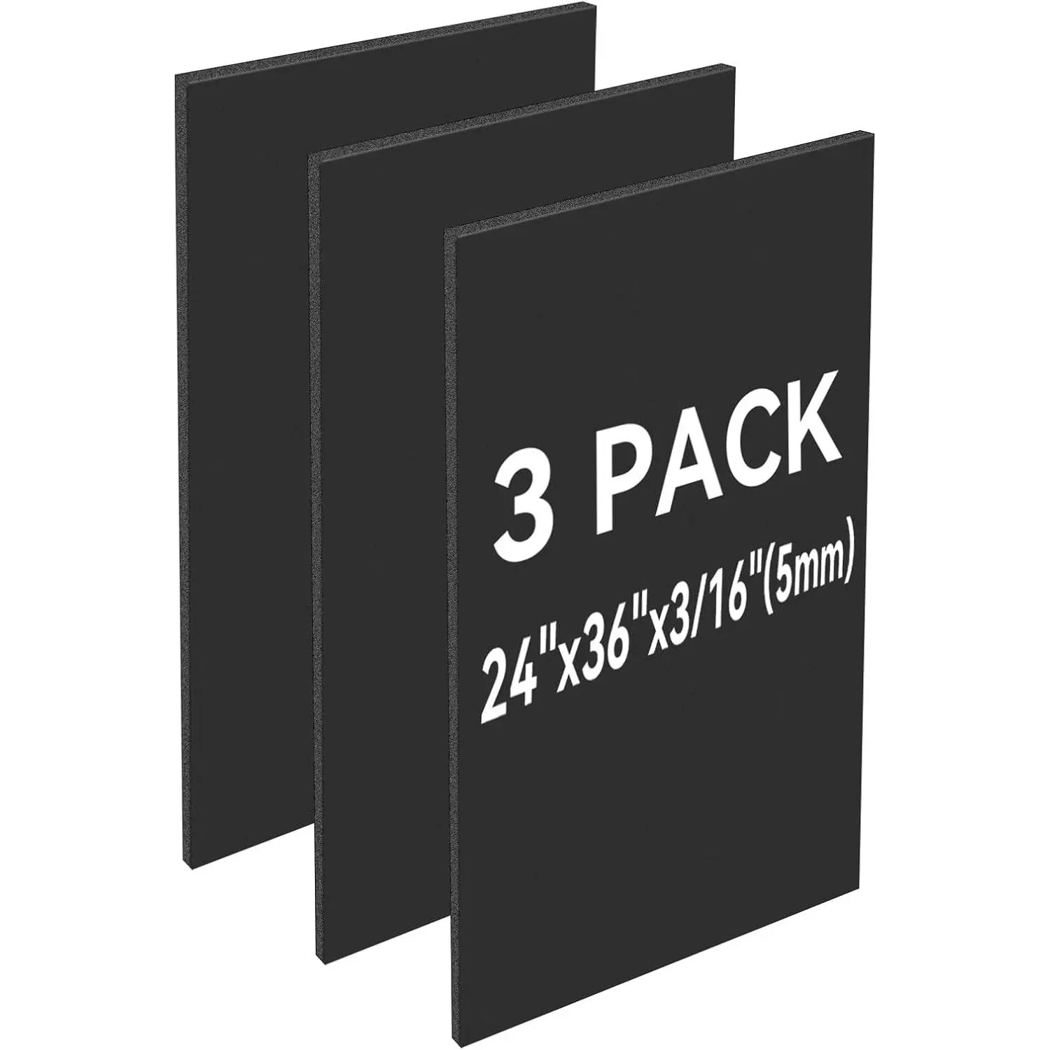 3 Pack Black Foam Board 24"x36", 3/16" Thick Foam Core Board for Painting Displaying and Craft Projects