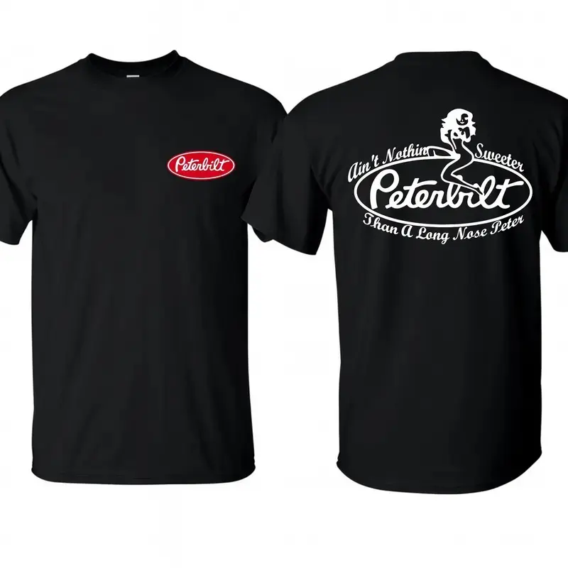 Peterbilt Trucking T-Shirt – Funny Long Nose Peter Slogan with Pin-Up Silhouette and Classic Logo, Perfect for Diesel Lovers and CDL Drivers, Unisex T-Shirt for Trucking Lifestyle, Menswear Tops