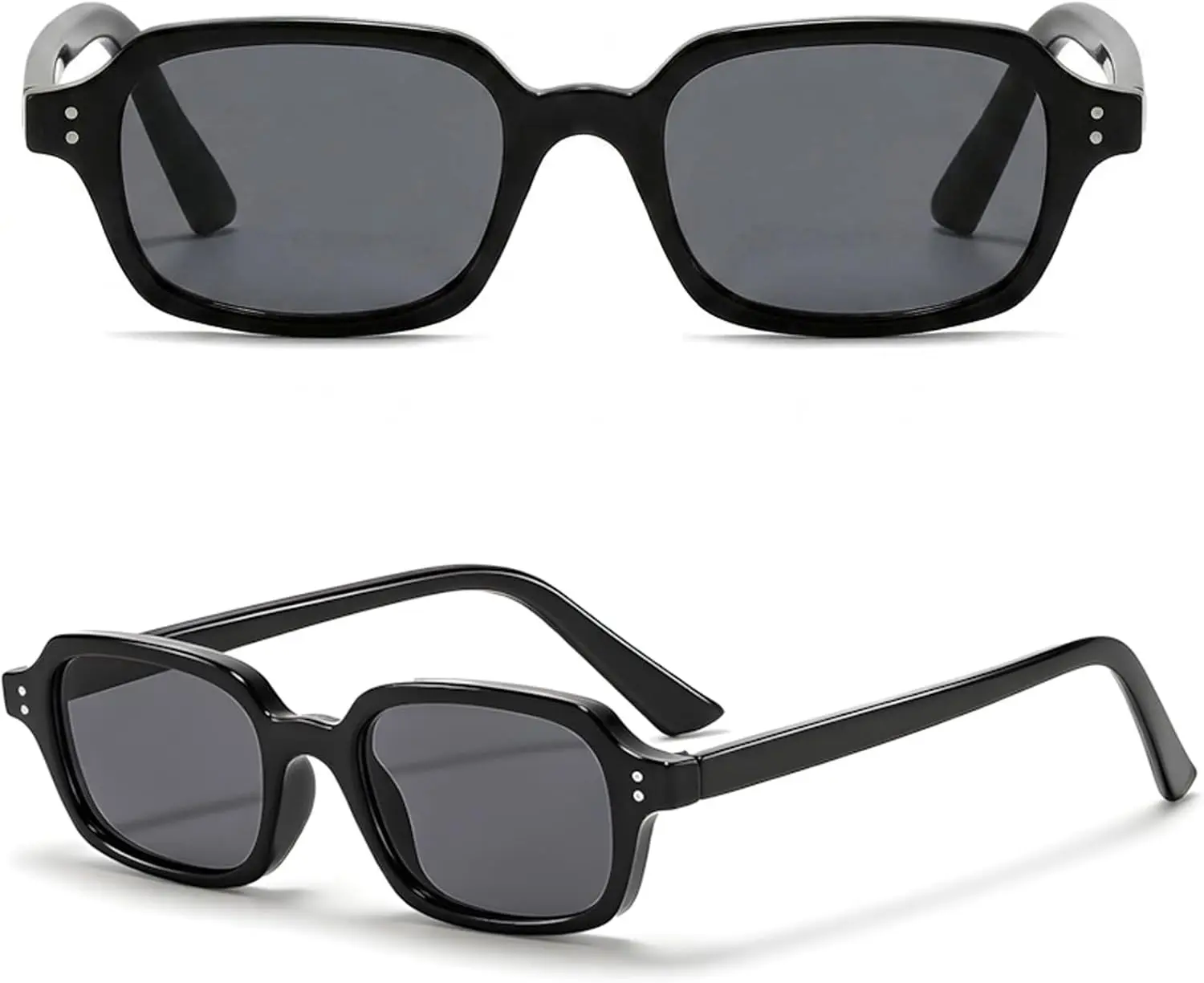OptiCraft Retro Rectangular Sunglasses - UV400 90s Square Style, Unisex | Lightweight 22g Frame | Gradient UV400 Anti-Glare Lens | Non-Polarized | Driving, Beach & Daily Wear | Gift Package + Case