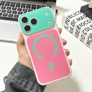 Dopamine Contrasting Color Full Lens Protection Magnetic Phone Case for iPhone 17/16/15/14/13 Pro Max, Shockproof Drop-Proof Cover # DealsForYouDays