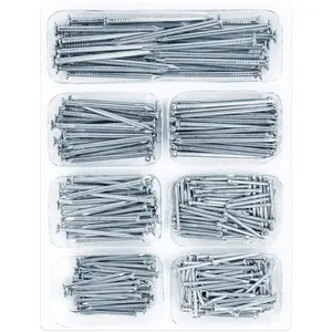 400 count Hardware Nails Assortment Kit, Picture Hanging Nails, Galvanized Nails, Small Nails for Hanging Pictures, 7 Size Assortment for Finish Nails,  Nails, Wall Nails