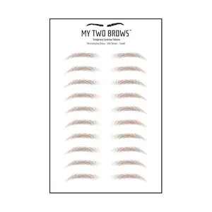 (10 pairs) Ash Brown Temporary Eyebrow Tattoo - Small Size - Waterproof & Smudgeproof - Everyday Brow Style Eyebrow Stickers - Sheet Lasts up to 30 Days - Won't Work on Existing Brows