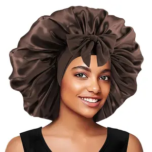 1PC Bonnet Queen Silk Bonnet for Sleeping Satin Bonnet Hair Bonnet Black Bonnet for men Tie Bonnet for Women Adjustable Bonnet Sleep Bonnets
